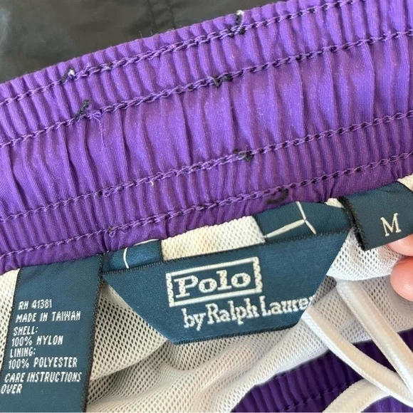 POLO RALPH LAUREN VINTAGE 90s Y2K SWIMMING TRUNKS SHORTS BLACK PURPLE.Men medium - Picture 3 of 12